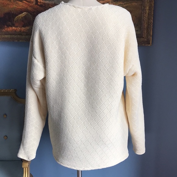 NWOT butter yellow long thick crew neck pull on sherpa lined sweatshirt size L - Picture 3 of 16